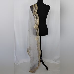 Net Light Lilac cut work premium dupatta/chunni/Veil/ Scarf with double layer s…